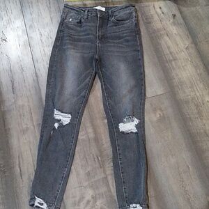 Women's Vervet Distressed Black Ankle Jeans